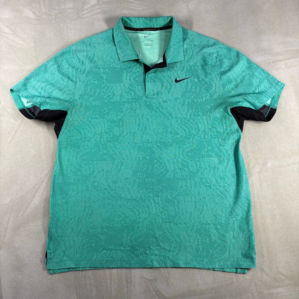 Nike Dri-FIT ADV Tiger Woods Polo Shirt Mens L Teal Golf Athletic Performance